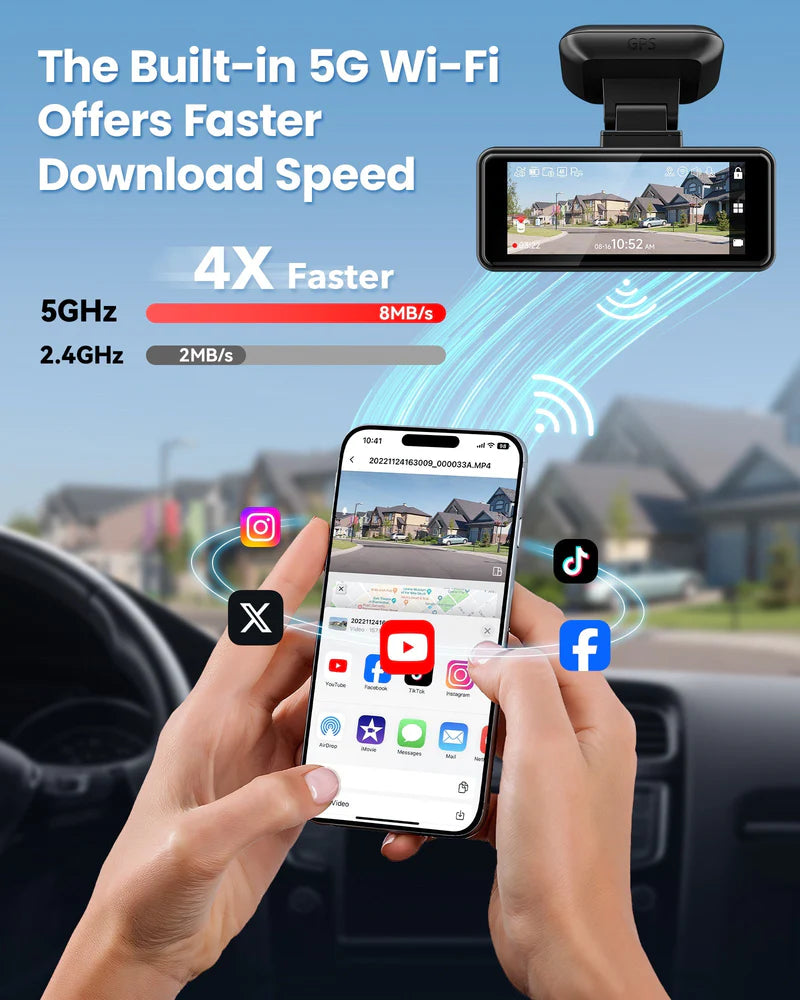 Redtiger F8 5GHz Wifi Touch Screen 4K Front Dash Cam