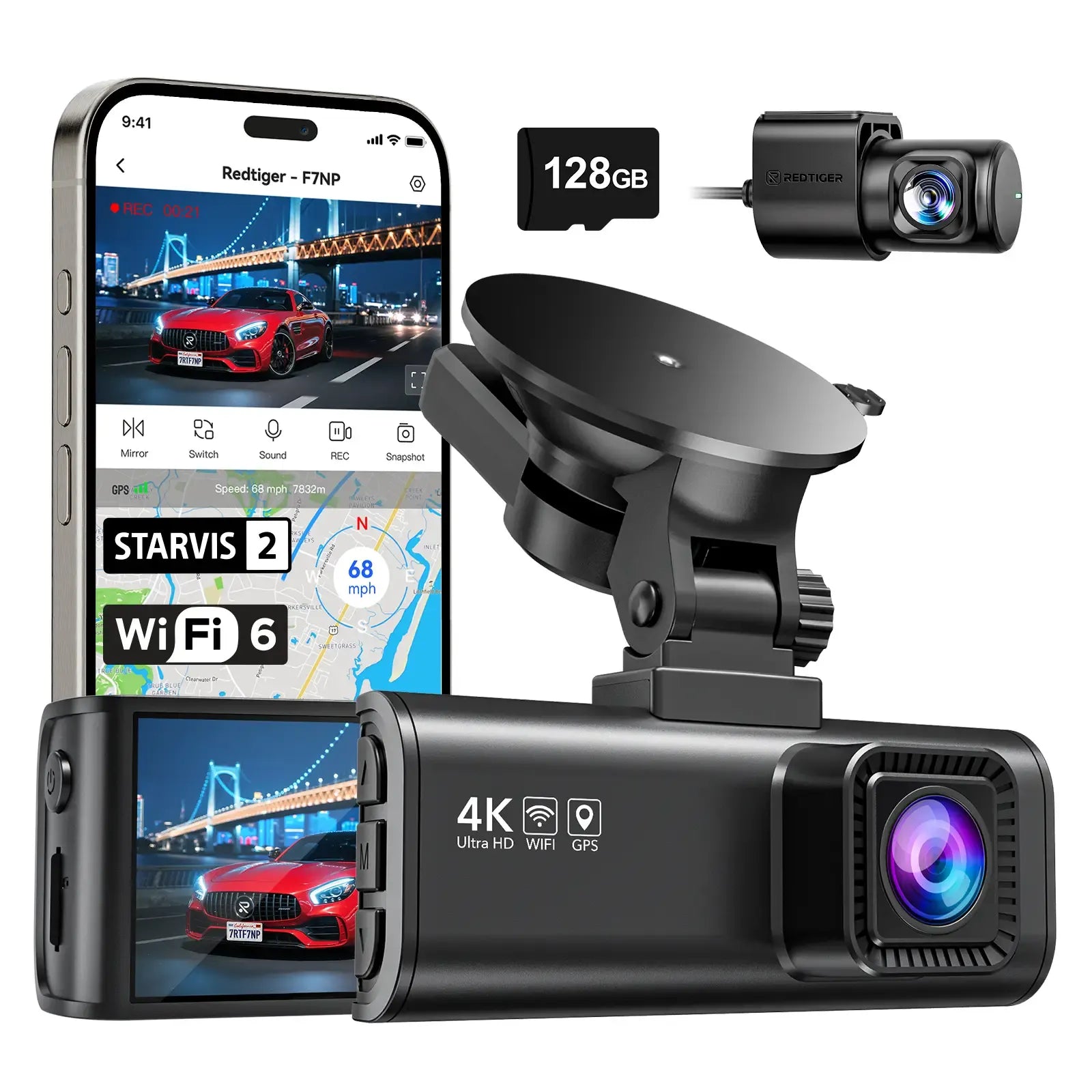 Redtiger F7NP 4K Front Rear Dash Cam