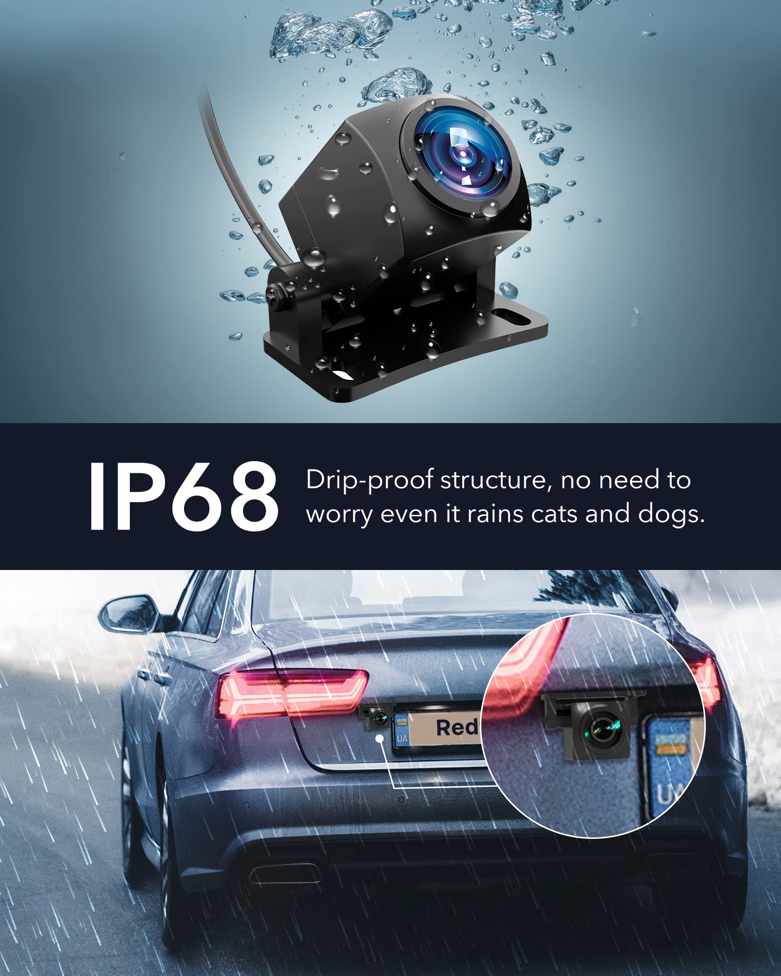 Redtiger Outside Waterproof 1080P Back Up Rear Camera Accessories REDTIGER Dash Cam