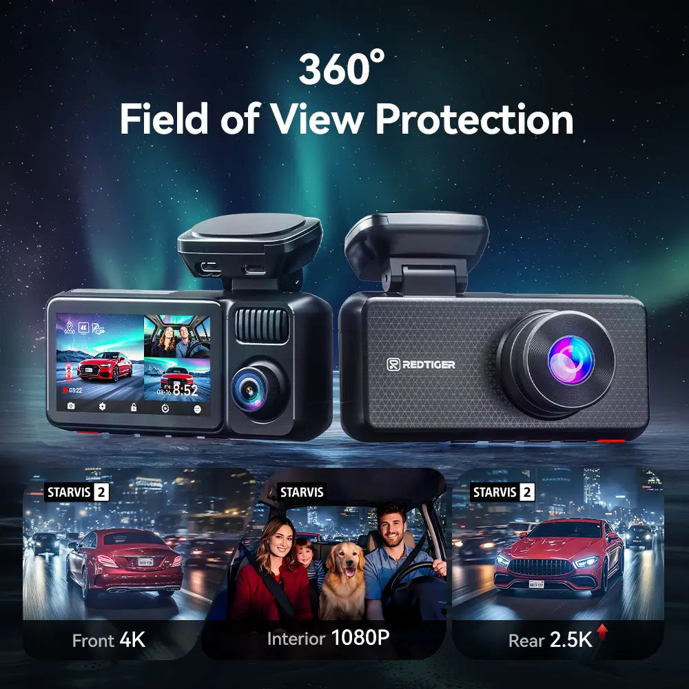 REDTIGER F17 Elite 4K 3 Channel Dash Cam 4K+2.5K+1080P STARVIS 2 Dual HDR IMX678 & IMAX 675 WIFI-6 Full Night Color