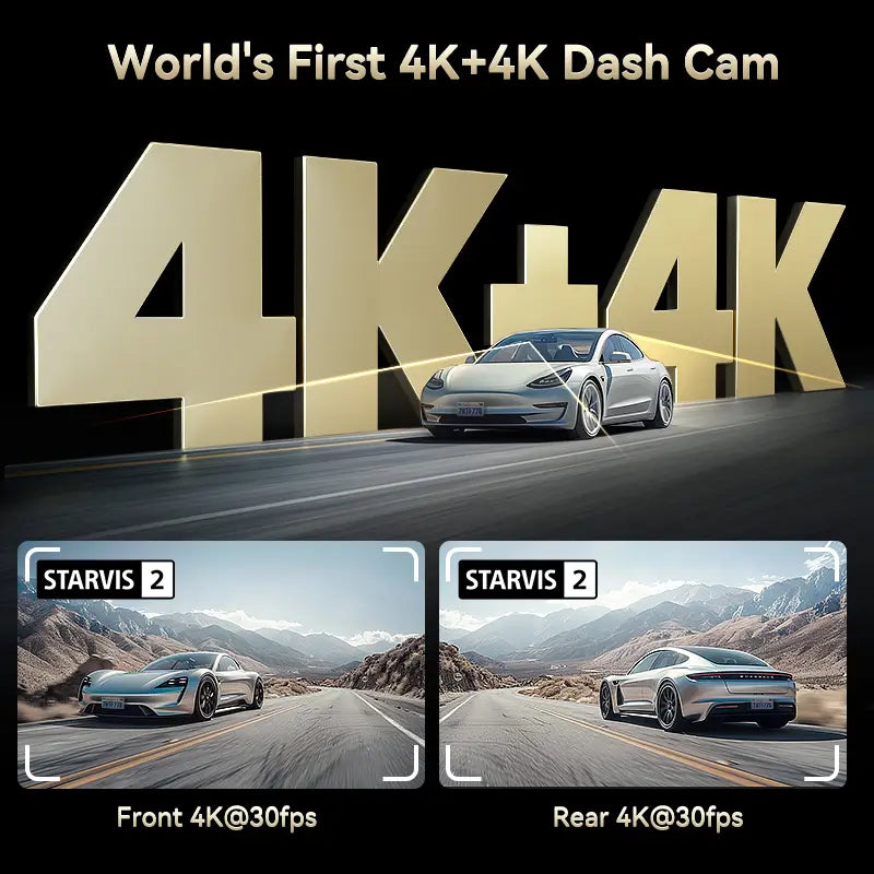 F77 STARVIS 2 4K+4K Dual IMX678 Voice Control 5.8GHz High Speed WIFI Dash Cam