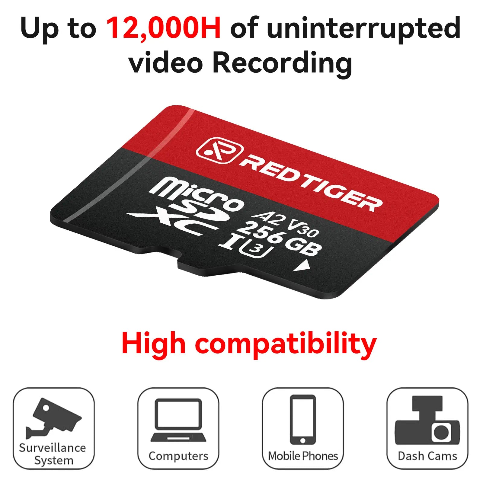Redtiger 256GB SD Card For Dash Cam Class 10 U3