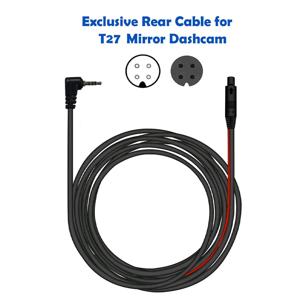Redtiger T27 33 Feet Rear Camera Extension Cord Cable for Mirror Dash Cam Accessories REDTIGER Dash Cam   